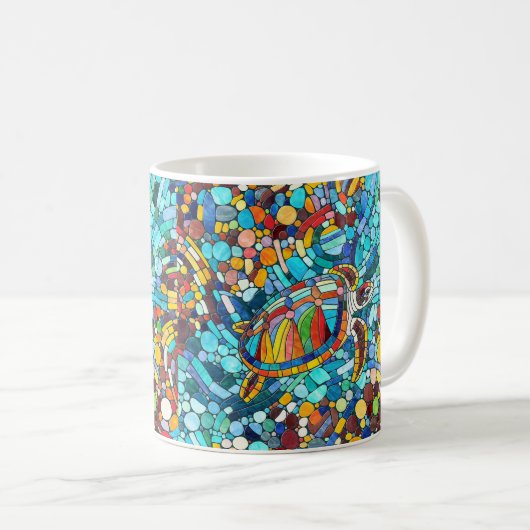 Turtle Colorful Mosaik Art Kaffeetasse (VorderseiteRechts)