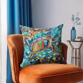 Turtle Colorful Mosaik Art Kissen