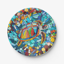 Turtle Colorful Mosaik Art Pappteller