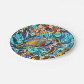 Turtle Colorful Mosaik Art Pappteller (Schrägansicht)