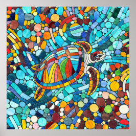 Turtle Colorful Mosaik Art Poster