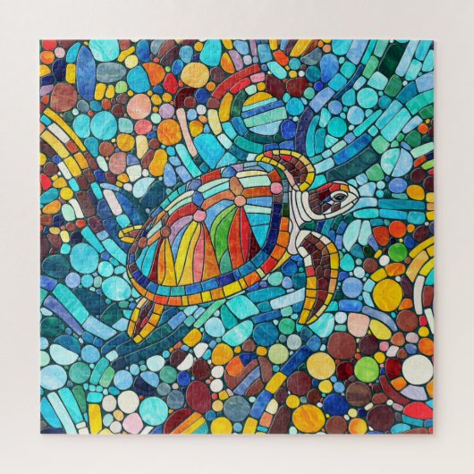 Turtle Colorful Mosaik Art Puzzle (Vertikal)