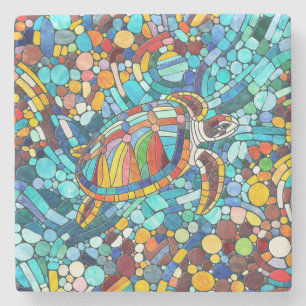 Turtle Colorful Mosaik Art Steinuntersetzer