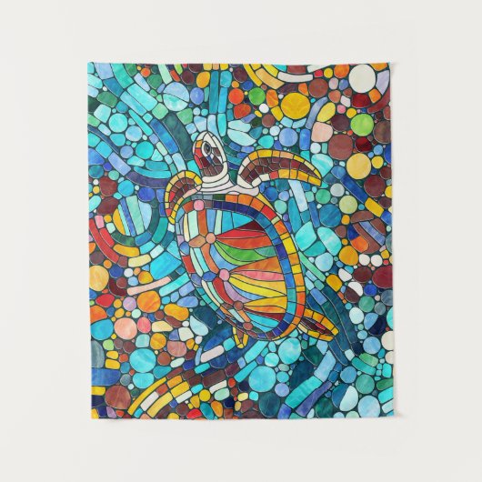 Turtle Colorful Mosaik Art Wandteppich (Vorderseite)