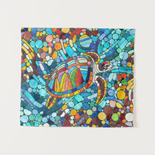 Turtle Colorful Mosaik Art Wandteppich