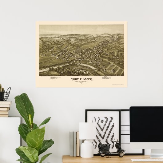 Turtle Creek, PA Panoramic Map - 1897 Poster (Heimbüro)
