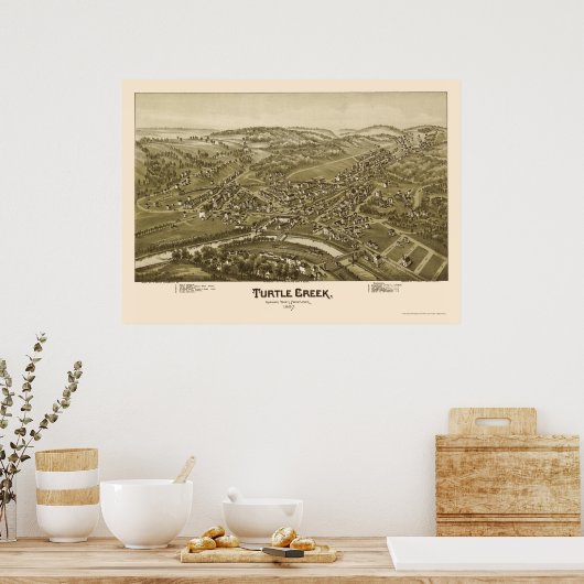 Turtle Creek, PA Panoramic Map - 1897 Poster (Küche)