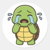 Turtle crying  runder aufkleber (Vorderseite)