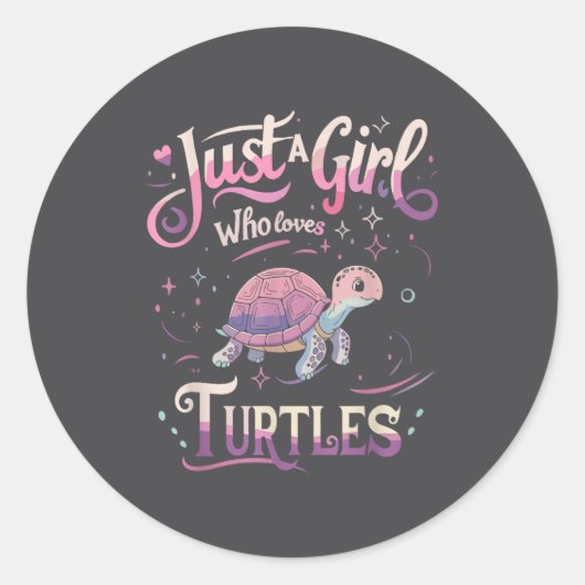 Turtle Cute Girl Men Women S Runder Aufkleber (Vorderseite)