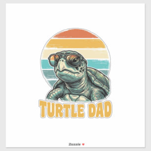 Turtle Dad Retro-Sonnenuntergang Vintage-Gravur-Ve Aufkleber