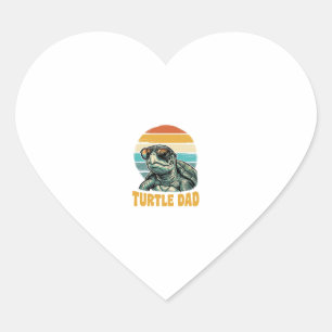 Turtle Dad Retro Sonnenuntergang Vintage Gravur Ve Herz-Aufkleber