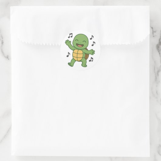 Turtle dancing  runder aufkleber (Tasche)