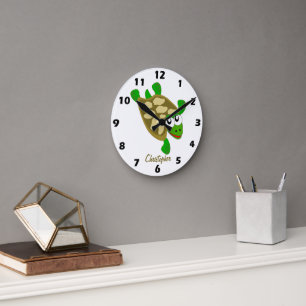 Turtle-Design Personalisiert Runde Wanduhr