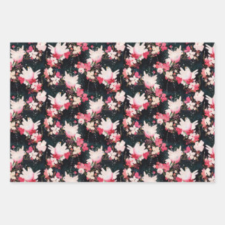 Turtle Dove Gift Wrap, Flachblatt Set 3 Geschenkpapier Set