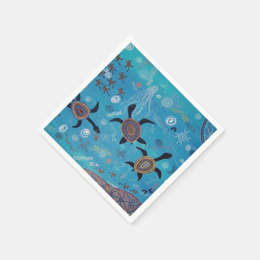 Turtle Dreaming Aborigine Art Napkins Serviette (Ecke)