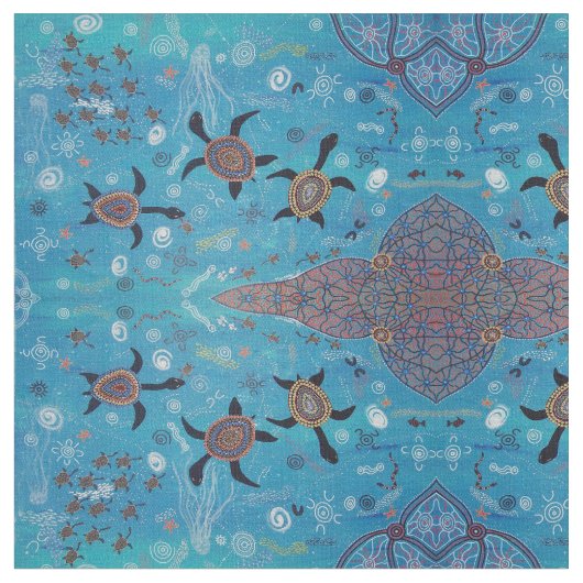 Turtle Dreaming Aborigine Design Fabric Stoff (Nahaufnahme)