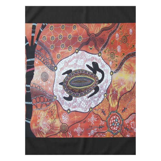 Turtle Dreaming Aborigine-Kunst Tischdecke (Vorderseite)