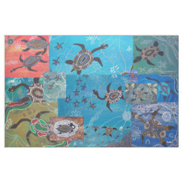 Turtle Dreaming Collage Aborigine Fabric Stoff