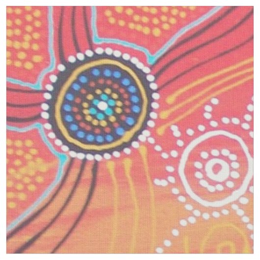 Turtle Dreaming Collage Aborigine Fabric Stoff (Nahaufnahme)