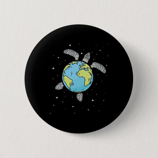 Turtle Earth Sea Turtle Earth Day Turtle Planet Button (Vorderseite)
