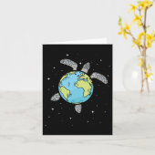 Turtle Earth Sea Turtle Earth Day Turtle Planet Karte (Gelbe Blume)