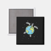 Turtle Earth Sea Turtle Earth Day Turtle Planet Magnet (Vorderseite/Rückseite)