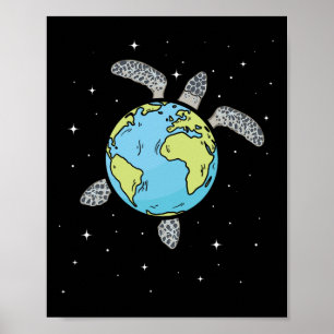 Turtle Earth Sea Turtle Earth Day Turtle Planet Poster