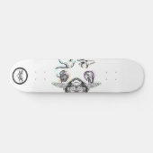 Turtle Elephant Bear Bird Octopus line art drawing Skateboard (Horizontal)