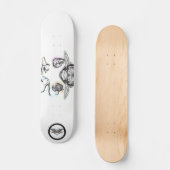 Turtle Elephant Bear Bird Octopus line art drawing Skateboard (Vorderseite)