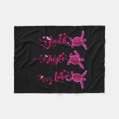 Turtle Faith Hope Liebe Rosa Ribbon Brustkrebs A Fleecedecke (Vorderseite (Horizontal))