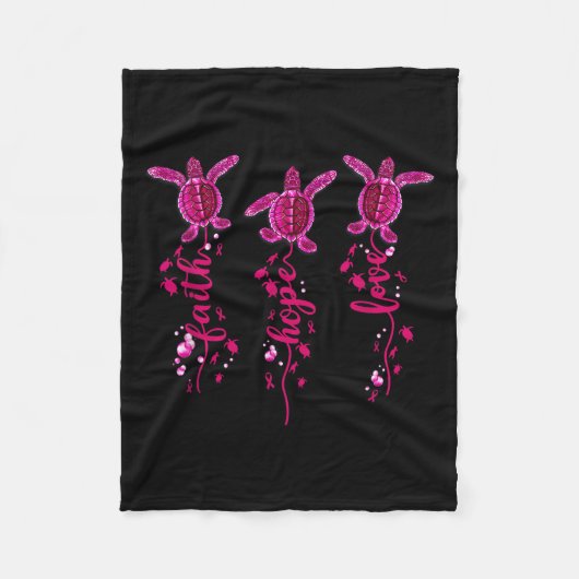 Turtle Faith Hope Liebe Rosa Ribbon Brustkrebs A Fleecedecke (Vorderseite)