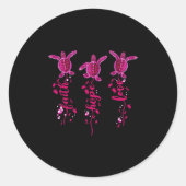Turtle Faith Hope Liebe Rosa Ribbon Brustkrebs A Runder Aufkleber (Vorderseite)
