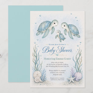 Turtle-Familien-Baby-Shower-Einladung Einladung