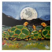 Turtle Family and Moon Night Scene 6" Tile Trivet Fliese (Vorderseite)