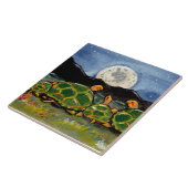 Turtle Family and Moon Night Scene 6" Tile Trivet Fliese (Seite)