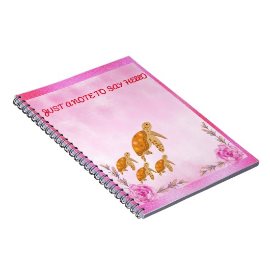 Turtle Family Pink Wasserfarbe Zurück zur Schule M Notizblock (Rechte Seite)