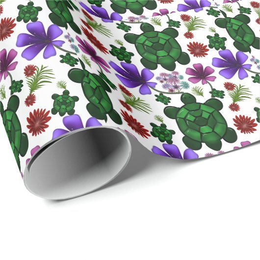 Turtle floral pattern  geschenkpapier (Rolleneckpunkt)