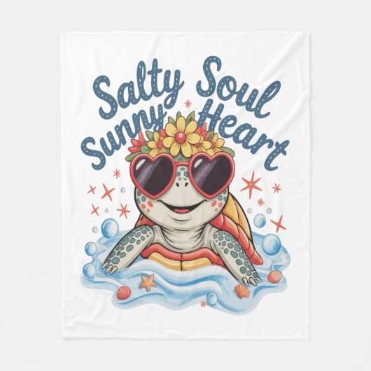 Turtle Floral Summer Beach Fleecedecke (Vorderseite)