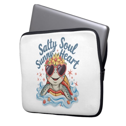 Turtle Floral Summer Beach Laptopschutzhülle (Vorderseite Links)