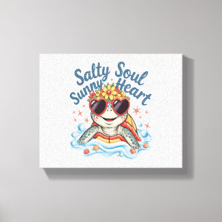 Turtle Floral Summer Beach Leinwanddruck