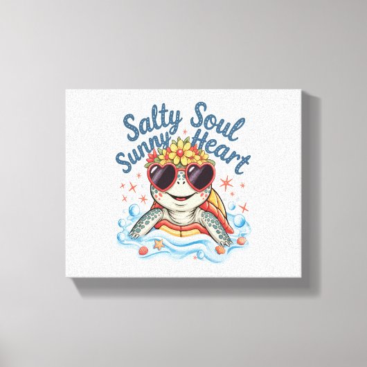 Turtle Floral Summer Beach Leinwanddruck (Vorderseite)