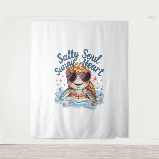 Turtle Floral Summer Beach Wandteppich (Vorderseite)