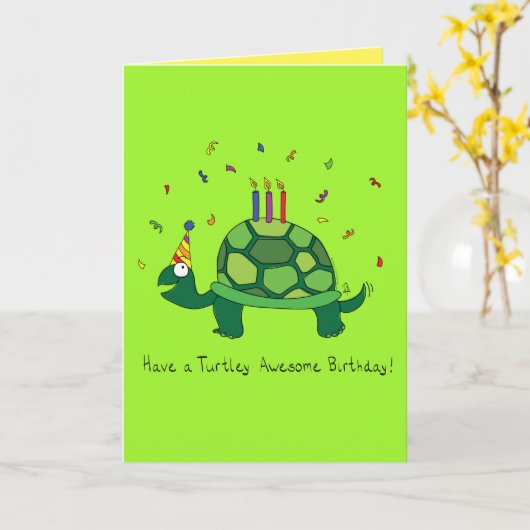 Turtle Funny Geburtstag Grußkarte Karte (Gelbe Blume)