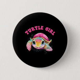 Turtle Girl Earth Day Button