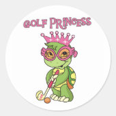 Turtle Golf Princess Runder Aufkleber (Vorderseite)