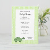 Turtle Green Baby Dusche Einladung (Stehend Vorderseite)