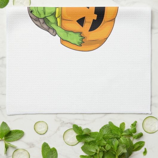 Turtle Halloween Pumpkin Classic T-Shirt_1 Geschirrtuch (Gefaltet)