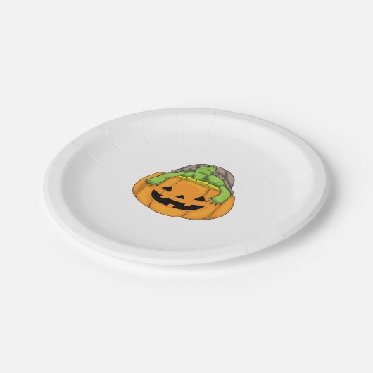 Turtle Halloween Pumpkin Classic T-Shirt_1 Pappteller (Schrägansicht)