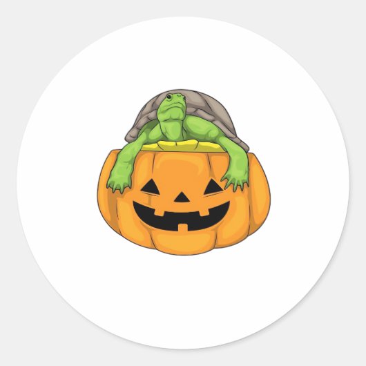 Turtle Halloween Pumpkin Classic T-Shirt_1 Runder Aufkleber (Vorderseite)