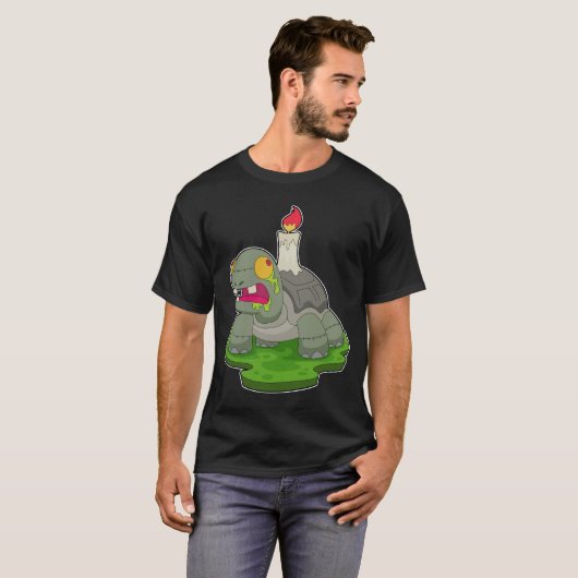 Turtle Halloween Zombie Candle T-Shirt (Vorne ganz)